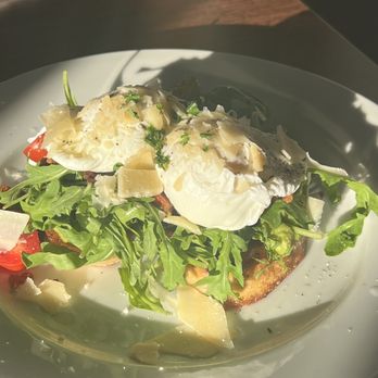 Volcano Union Inn + Pub - Perfectly poached eggs over arugula on avocado toast with shaved Parmesan. Go ahead, lick your phone. - Bed & Breakfast Near Me - Volcano, California Volcano Union Inn + Pub - Perfectly poached eggs over arugula on avocado toast with shaved Parmesan. Go ahead, lick your phone. - Bed & Breakfast Near Me - Volcano, California
