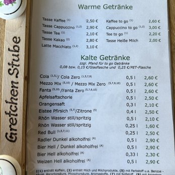 GretchenStube - Getränkekarte - German Near Me - Fürth, BY
