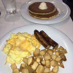 Plain Pancakes Two Eggs Side- Sausage