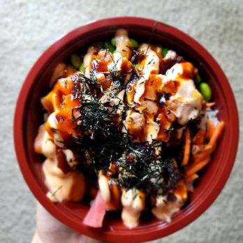 Poke Town - Salmon, tuna, and spicey tuna bowl. - Poke Near Me - Roseville, California Poke Town - Salmon, tuna, and spicey tuna bowl. - Poke Near Me - Roseville, California