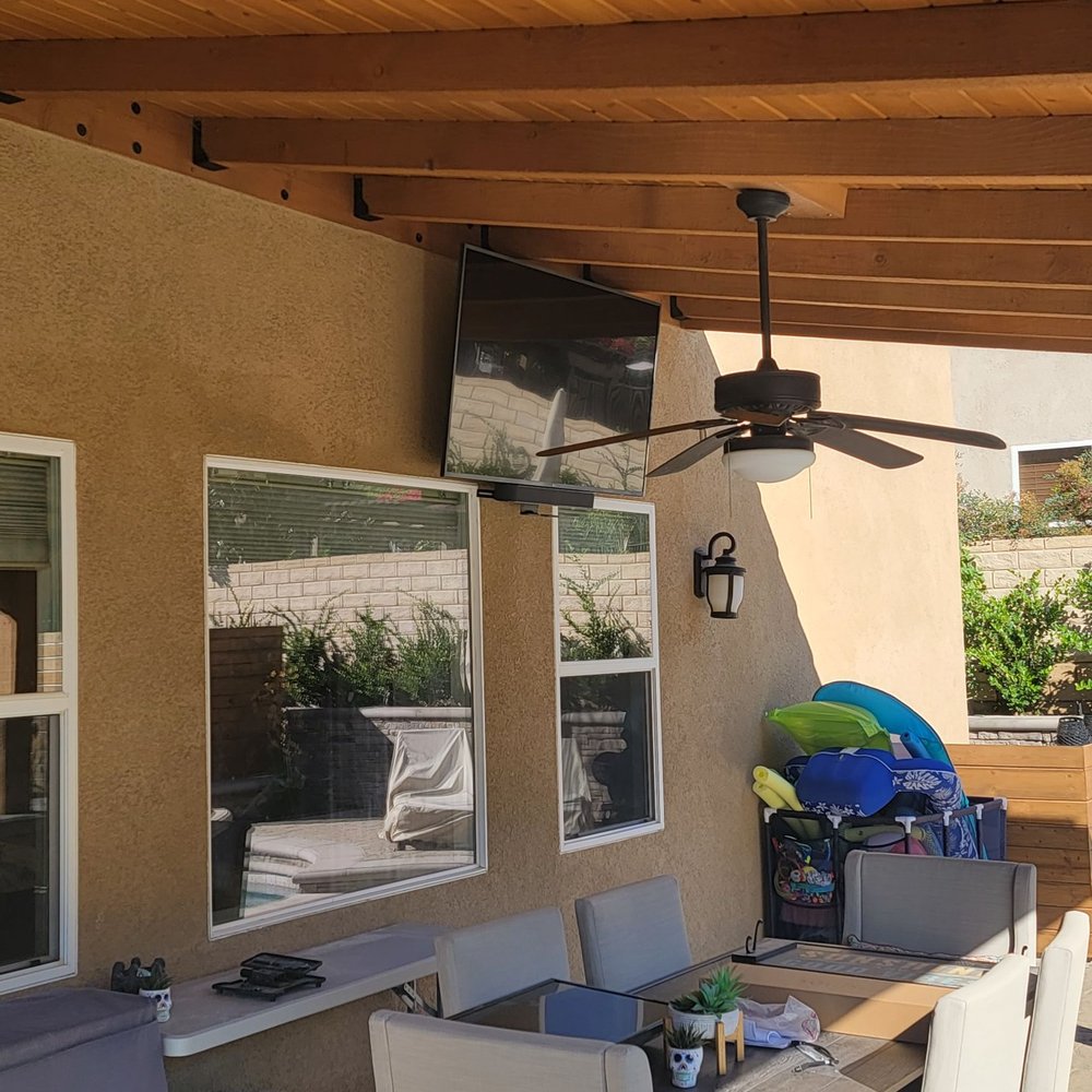 Hangtech - Mantle mount up. Perfect clearance from the rafters to clear the windows. - Home Theatre Installation Near Me Hangtech - Mantle mount up. Perfect clearance from the rafters to clear the windows. - Home Theatre Installation Near Me