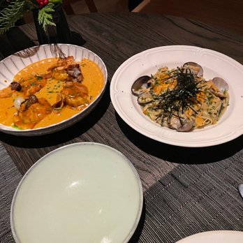 Navy Blue - Ravioli and Spaghetti Vongole - Seafood Near Me - Houston, Texas Navy Blue - Ravioli and Spaghetti Vongole - Seafood Near Me - Houston, Texas