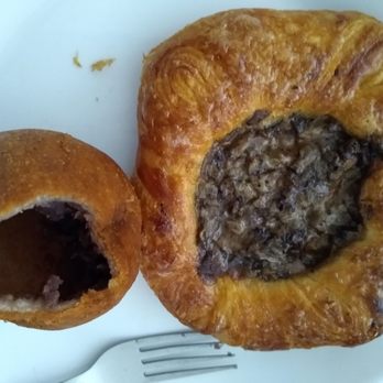 Tous Les Jours - (R) inside a sweet rice donut and (L) mushroom onion cheese croissant - Bakeries Near Me - Indianapolis, Indiana Tous Les Jours - (R) inside a sweet rice donut and (L) mushroom onion cheese croissant - Bakeries Near Me - Indianapolis, Indiana