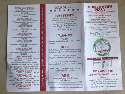Menu photo 7 Original #1 Brothers Pizza Peoria, AZ Menu photo 7 Original #1 Brothers Pizza Peoria, AZ