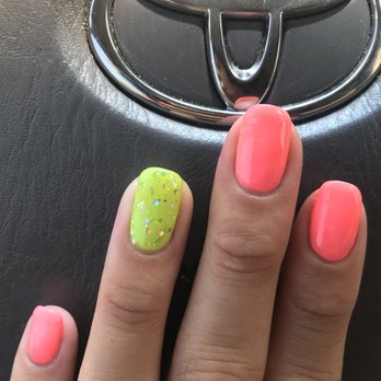 Lisa's Nails - Gel manicure Nails by Lynn neon pink with neon green with some glitter on ring finger love love love the brightness - Nail Salons Near Me - Pico Rivera, California Lisa's Nails - Gel manicure Nails by Lynn neon pink with neon green with some glitter on ring finger love love love the brightness - Nail Salons Near Me - Pico Rivera, California