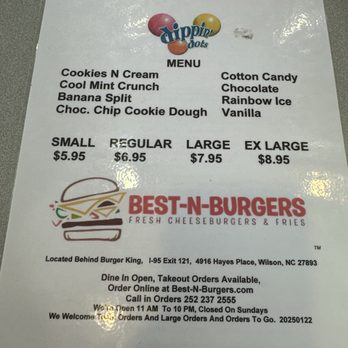 Best-N-Burgers - Ice cream - Burgers Near Me - Wilson, North Carolina