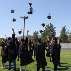 Graduation hat toss