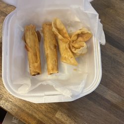 Maika'i Hawaiian BBQ - Pork, egg rolls, and cheese wonton
