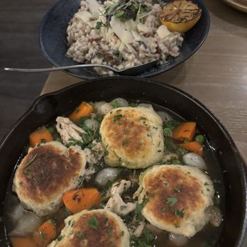 Farm & Fire - Barley Risotto and the chicken and dumplings - Canadian (New) Near Me - Banff, Alberta