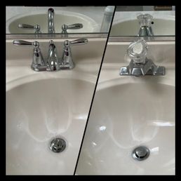 New faucet on left, old one on right.