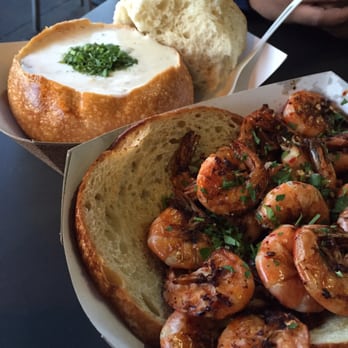 Chowder Hut - Garlic shrimp and chowder bread bowl! Get that shrimp it never disappoints :) - Seafood Near Me - San Francisco, California Chowder Hut - Garlic shrimp and chowder bread bowl! Get that shrimp it never disappoints :) - Seafood Near Me - San Francisco, California