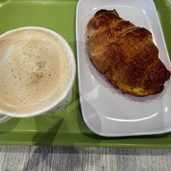 The French Kitchen - Breakfast croissant and a white chocolate macadamia latte