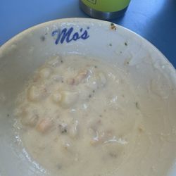 Clam chowder, sorry I ate half of it before I thought about taking a picture