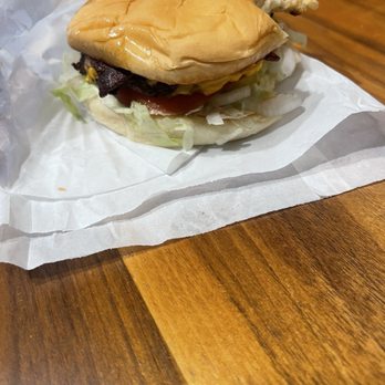 Big Burger Drive-In - My wife, single bacon cheeseburger she got to before I got a picture of it - Burgers Near Me - Molalla, Oregon Big Burger Drive-In - My wife, single bacon cheeseburger she got to before I got a picture of it - Burgers Near Me - Molalla, Oregon
