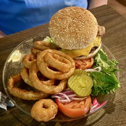 Adobe Deli - Bacon cheese burger with rings