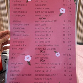 Flamingo Deck - Drink Menu - New American Near Me - San Diego, California