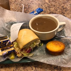 Gaunce's Deli & Cafe - Brown bean soup and half Italian with a cornbread muffin!!