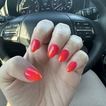 SoQ Nails - Hot pink and orange ombre with glitter - Waxing Near Me - Northridge, California SoQ Nails - Hot pink and orange ombre with glitter - Waxing Near Me - Northridge, California