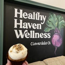 Healthy Haven Wellness - Yummy GF carrot cupcake with cream cheese frosting.