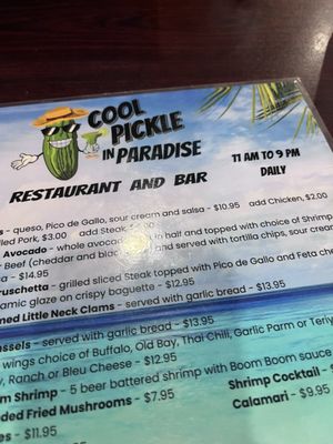 Menu photo 1 Cool Pickle In Paradise Placida, FL