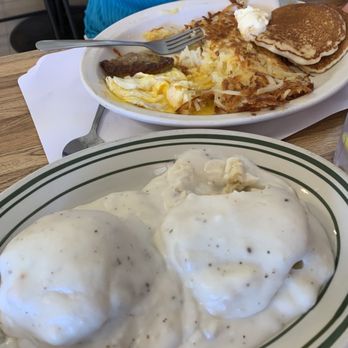 Grandpa's Kitchen - Special breakfast including pancakes hash browns sausage egg and biscuit and gravy   Yummy!!!!! - Breakfast & Brunch Near Me - Kingman, Arizona