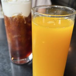 Coldbrew (with Pandan Coconut Coldfoam) and Fresh Squeezed Orange Juice