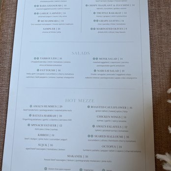 Amal - Menu - Lebanese Near Me - Miami, Florida
