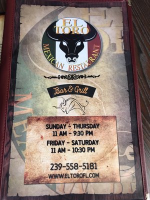Menu photo 6 El Toro Cape Coral, FL
