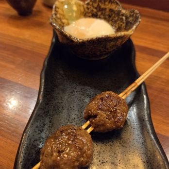 Omakase Kyara Sake Bar - Wagyu Tsukune ($6.00), served with tare and onsen tamago - Japanese Near Me - Las Vegas, Nevada Omakase Kyara Sake Bar - Wagyu Tsukune ($6.00), served with tare and onsen tamago - Japanese Near Me - Las Vegas, Nevada