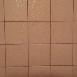 This is one of the bathrooms with black mold in the grout. This is one of the bathrooms with black mold in the grout.
