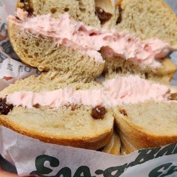 Ess-a-Bagel - Cinnamon Raisin with strawberry  cream cheese - Bagels Near Me - New York, New York