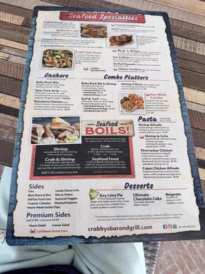 Menu photo 5 Crabby's Bar & Grill Clearwater Beach, FL
