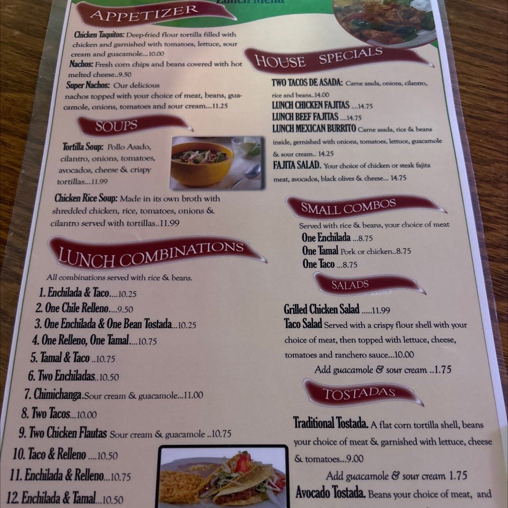 Lunch menu