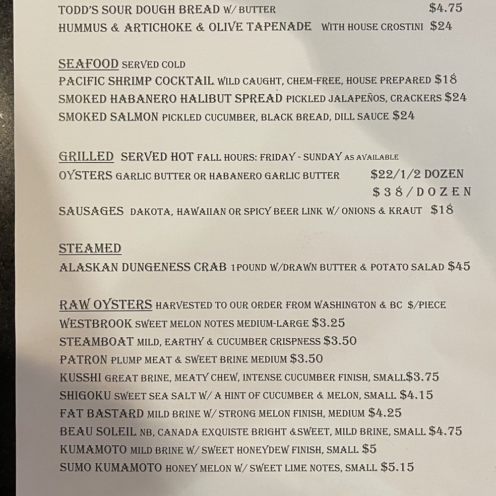 Murphys Grade - Menu selection. - Seafood Near Me - Murphys, California Murphys Grade - Menu selection. - Seafood Near Me - Murphys, California