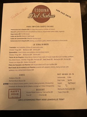 Menu photo 4 Esquina Del Sabor Lewisville, TX