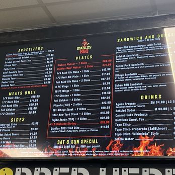 Diablos BBQ - Menu board - Barbeque Near Me - Lilburn, Georgia