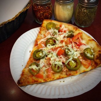 Pizza Zone - Slice with Tomatoes and Jalapeños - Pizza Near Me - San Francisco, California Pizza Zone - Slice with Tomatoes and Jalapeños - Pizza Near Me - San Francisco, California