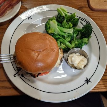Saltgrass Steak House - Grilled chicken sandwich. I chose steamed broccoli as my side. - Seafood Near Me - Stateline, Nevada