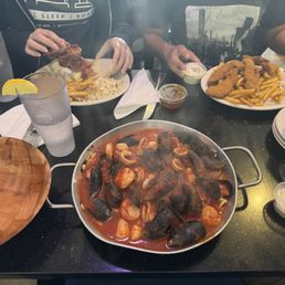 Shrimp, calamari, mussels and scallops marinara pasta Shrimp, calamari, mussels and scallops marinara pasta