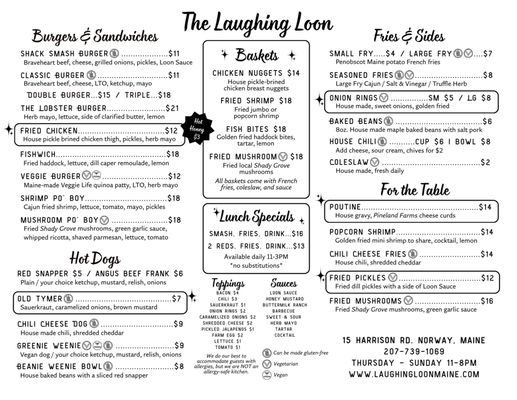 Menu photo 2 The Laughing Loon Norway, ME Menu photo 2 The Laughing Loon Norway, ME