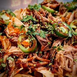 Sauced BBQ & Spirits - Rednexican Nachos with Pork, Yum.