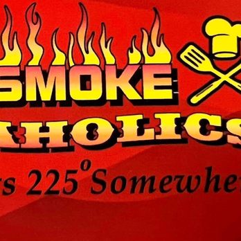 Smokeaholics - smokeaholics logo on a red background - Food Trucks Near Me - La Porte, Texas Smokeaholics - smokeaholics logo on a red background - Food Trucks Near Me - La Porte, Texas