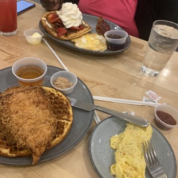 Waffle Stop - Chicken and waffle and BACON OVERBOARD COMBO - Breakfast & Brunch Near Me - Tacoma, Washington