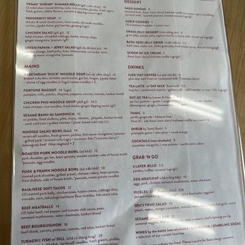 Sesame Dinette - Menu as of 7/27/2022 - Vietnamese Near Me - Long Beach, California