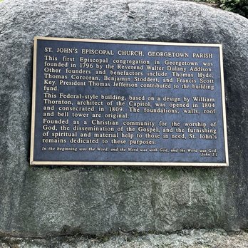 St John's Episcopal Church - This plaque summarizes the church's history - Churches Near Me - Washington, DC, District of Columbia St John's Episcopal Church - This plaque summarizes the church's history - Churches Near Me - Washington, DC, District of Columbia