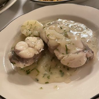 Mediterraneo Restaurant - Monk fish in green sauce - Spanish Near Me - Bayonne, New Jersey Mediterraneo Restaurant - Monk fish in green sauce - Spanish Near Me - Bayonne, New Jersey