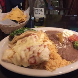 Combination. Chicken burrito, cheese enchilada, beef taco Combination. Chicken burrito, cheese enchilada, beef taco