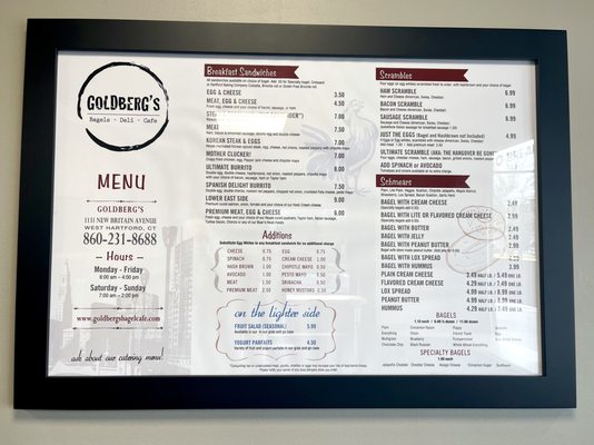 Menu photo 1 Goldberg's Bagels West Hartford, CT Menu photo 1 Goldberg's Bagels West Hartford, CT