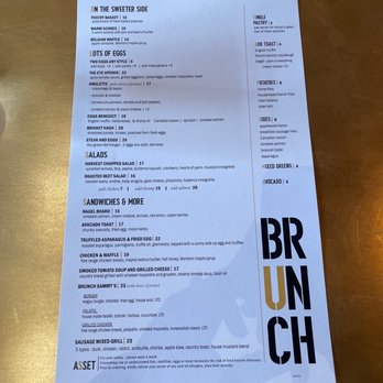 ASSET - Brunch menu - Bars Near Me - New York, New York
