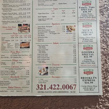 Nick's Pizzeria - Menu - Pizza Near Me - Altamonte Springs, Florida Nick's Pizzeria - Menu - Pizza Near Me - Altamonte Springs, Florida
